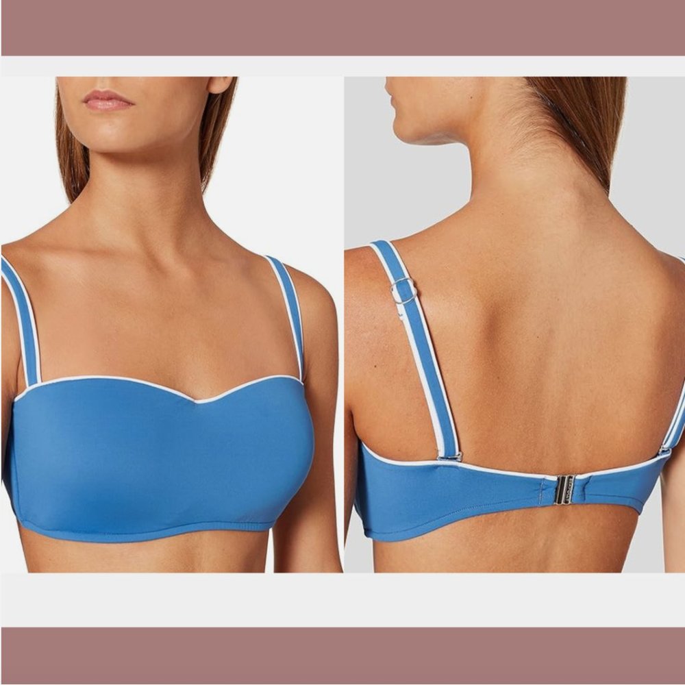 NWD Seafolly [ 8 US ] Active Bandeau Bikini‎ Bra in Marina Blue #6087